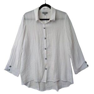 Habitat‎ Button Up Shirt Womens M White Lightweight Casual Beachy Artsy